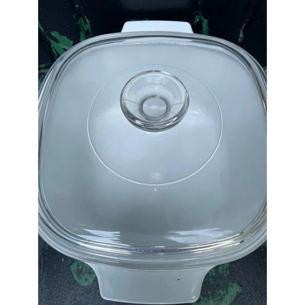 Corning Ware Iris Casserole Dish with Glass Lid White Purple Floral 2 Quart